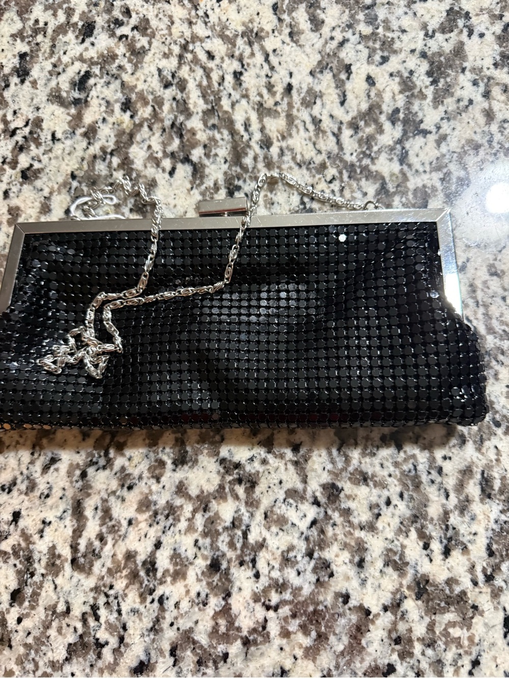 Style & Co. Black Sequin Clutch with Silver Chain